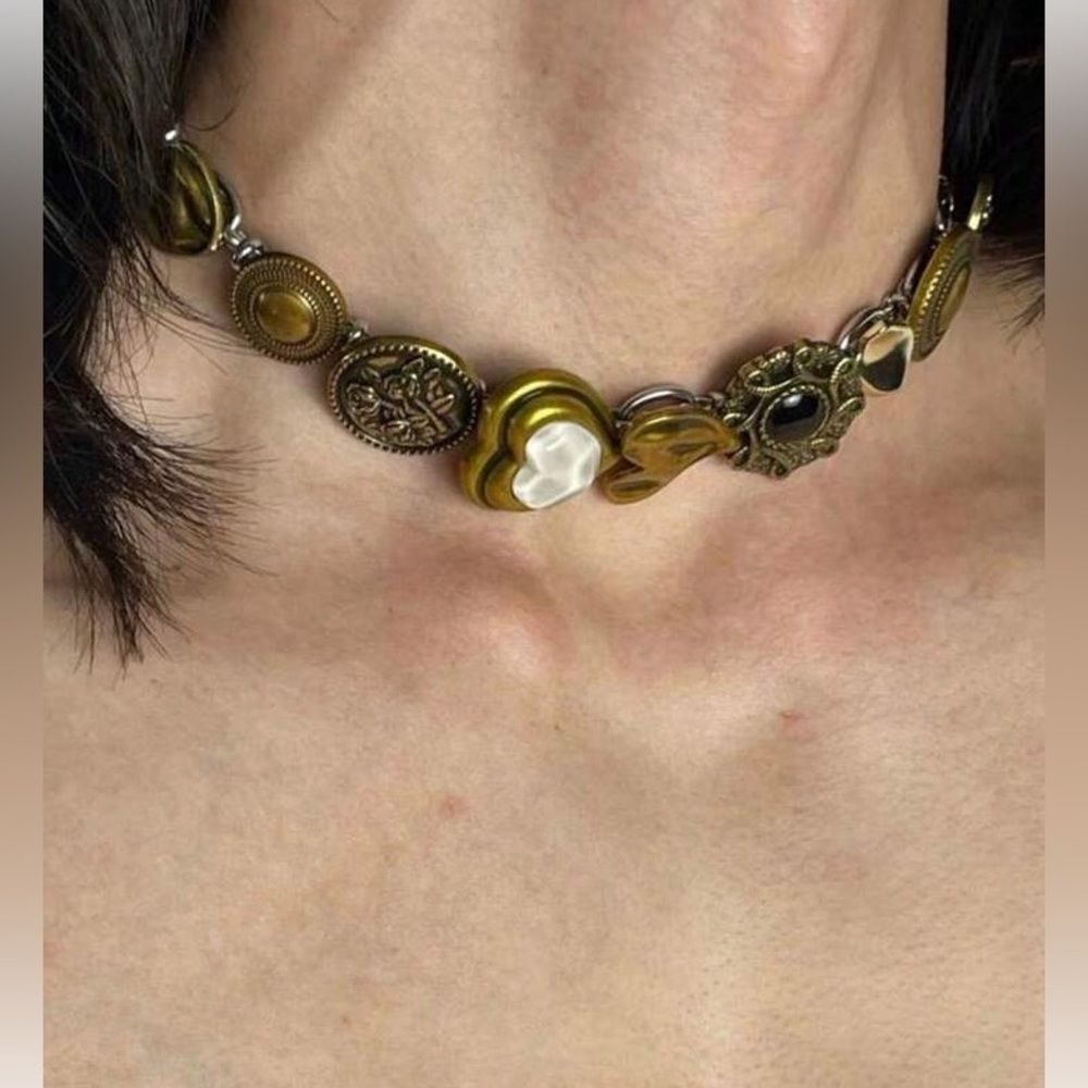 REVOLVE Gold and Silver Choker Necklace with Vintage Charm